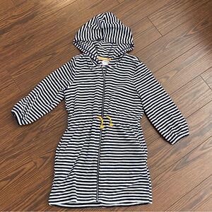 4/$20 Old Navy Striped Swim Cover-up Zipper Hoodie Dress size 8